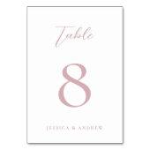 Minimalistische Dusty Pink & White Einfache Hochze Tischnummer (Rückseite)