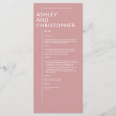 Minimalistische Dusty Rose Abgeschiedene Namen Hoc Menükarte (Vorderseite)