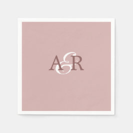 Minimalistische Dusty-Rose Anfangsmongramm-Hochzei Serviette