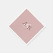Minimalistische Dusty-Rose Anfangsmongramm-Hochzei Serviette (Ecke)