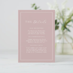 Minimalistische Dusty Rose Blush Wedding Details B Begleitkarte
