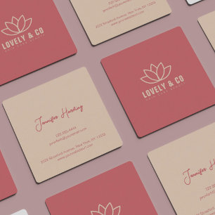 Minimalistische Dusty Rose Cream Schönheit Quadratische Visitenkarte