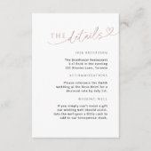 Minimalistische Dusty-Rose-Detailkarte mit Herz Begleitkarte (Vorderseite)