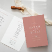Minimalistische Dusty Rose Folded Wedding Programm