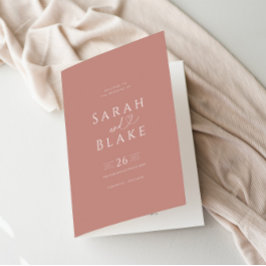 Minimalistische Dusty Rose Folded Wedding Programm