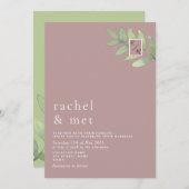 Minimalistische Dusty Rose Grüne Einladung (Vorne/Hinten)