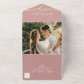 Minimalistische Dusty-Rose-Hochzeit All In One Einladung (Außenbereich)