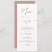 Minimalistische Dusty-Rose-Hochzeit Menükarte (Vorne/Hinten)