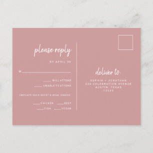 Minimalistische Dusty-Rose-Hochzeit   UAWG zur Wah Postkarte