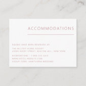 Minimalistische Dusty Rose Hochzeitsunterkünfte Begleitkarte (Vorderseite)