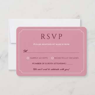 Minimalistische Dusty Rose Pink Hochzeit RSVP Karte