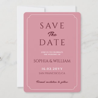 Minimalistische Dusty Rose Pink Hochzeit Save the Date