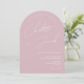 Minimalistische Dusty Rose Pink Script Booking Einladung (Stehend Vorderseite)