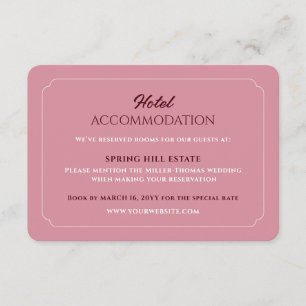 Minimalistische Dusty Rose Rosa Hochzeitsunterkunf Begleitkarte