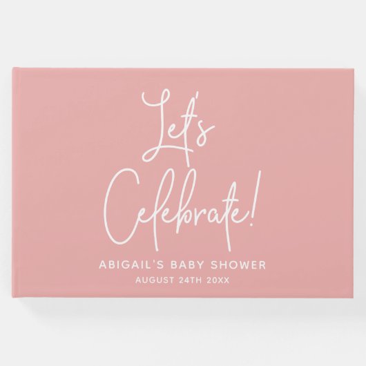 Minimalistische Dusty Rose Rosa Willkommensfeier Gästebuch (Vorderseite)