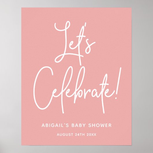 Minimalistische Dusty Rose Rosa Willkommensfeier Poster (Vorne)