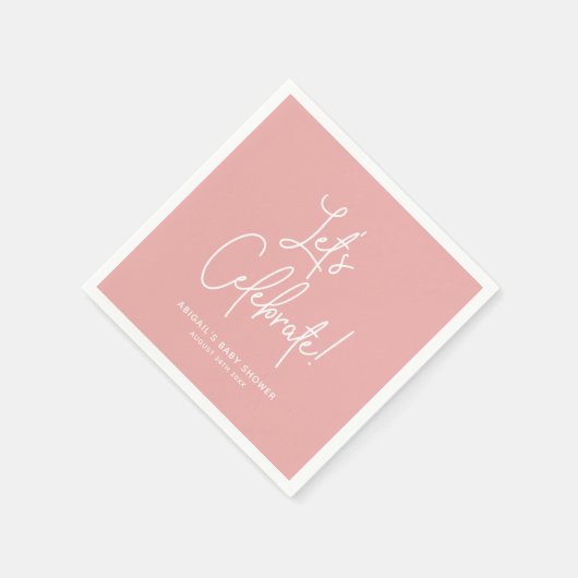 Minimalistische Dusty Rose Rosa Willkommensfeier Serviette (Ecke)