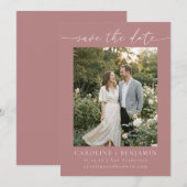 Minimalistische Dusty Rose Schrift Hochzeitsfoto Save The Date (Vorne/Hinten)