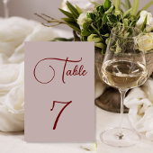 Minimalistische Dusty Rose Tischnummer