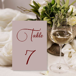 Minimalistische Dusty Rose Tischnummer