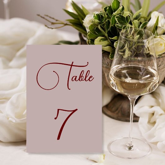 Minimalistische Dusty Rose Tischnummer