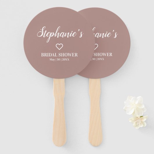 Minimalistische Dusty-Rose und weißes Brautparty Fächer (Vorne und Hinten)