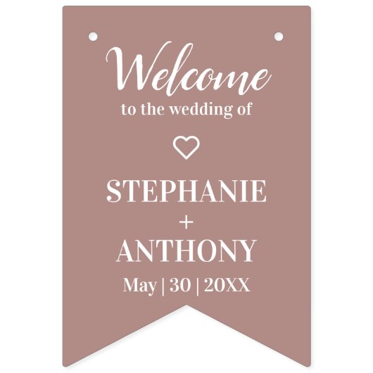 Minimalistische Dusty Rose und White Wedding Wimpelkette (Zweite Fahne)