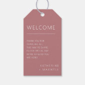 Minimalistische Dusty Rose Wedding Welcome Bag Geschenkanhänger (Vorderseite)