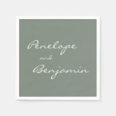 Minimalistische Dusty Sage Green Script Wedding Cu Serviette (Vorderseite)