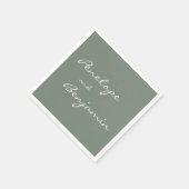 Minimalistische Dusty Sage Green Script Wedding Cu Serviette (Ecke)