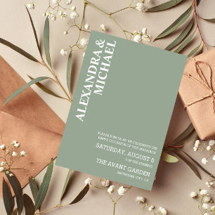 Minimalistische Dusty Sage Green Text Based Weddin Einladung