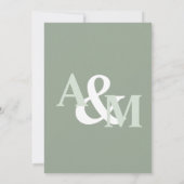 Minimalistische Dusty Sage Green Text Based Weddin Einladung (Rückseite)