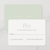 Minimalistische Dusty Sage Wedding RSVP Card Karte (Vorne/Hinten)