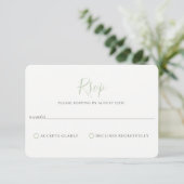 Minimalistische Dusty Sage Wedding RSVP Card Karte (Stehend Vorderseite)