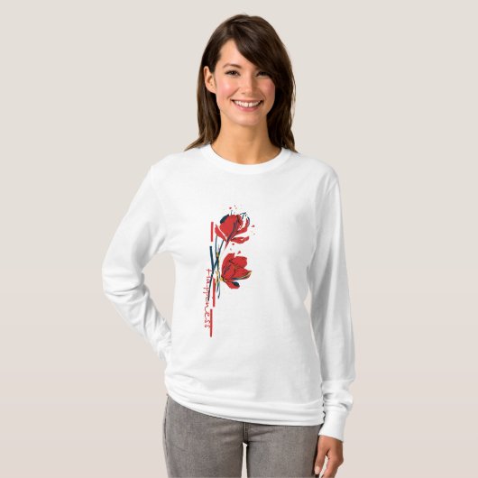 Minimalistische dynamische Blume T-Shirt (Vorne ganz)