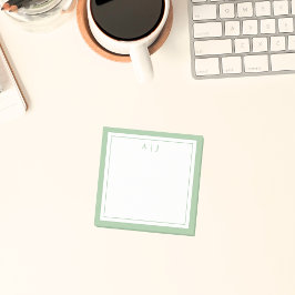Minimalistische Ebene Grün-Zwei-Bänder-Monogramm Post-it Klebezettel