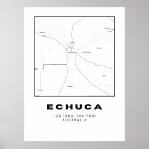 Minimalistische ECHO-Karte mit Koordinaten   Schwa Poster