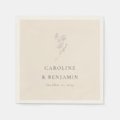 Minimalistische Ecru Floral Line Art Wedding Custo Serviette (Vorderseite)