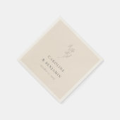 Minimalistische Ecru Floral Line Art Wedding Custo Serviette (Ecke)