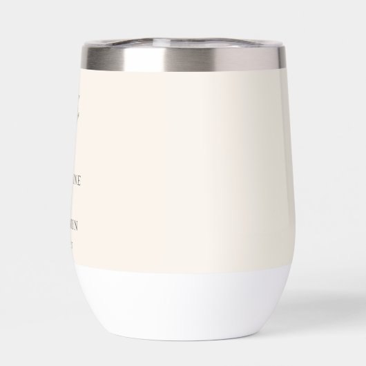 Minimalistische Ecru Palm Tree Line Kunst Hochzeit (Rückseite)