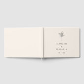 Minimalistische Ecru Palm Tree Line Kunst Hochzeit Gästebuch (Voll)