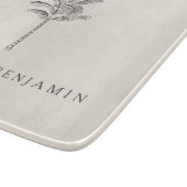 Minimalistische Ecru Palm Tree Line Kunst Hochzeit Schneidebrett (Ecke)