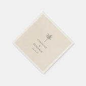 Minimalistische Ecru Palm Tree Line Kunst Hochzeit Serviette (Ecke)