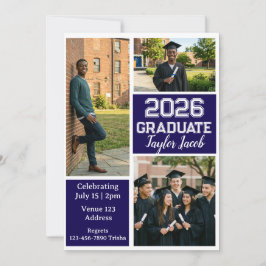 Minimalistische editierbare Farb Bild Abschlussfei Einladung