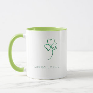Minimalistische Ein-Linien-Kleeblatt-Kunst - Elega Tasse