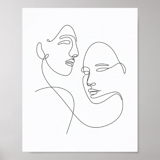 Minimalistische eine Linie, die zwei Gesichter Zei Poster (Vorne)