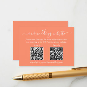 Minimalistische einfache 2 QR Hochzeit RSVP Detail Begleitkarte