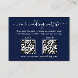 Minimalistische einfache 2 QR-Hochzeiten RSVP Deta Begleitkarte