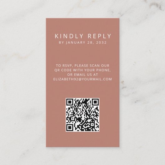 Minimalistische einfache alte Rose QR Code Foto UA Begleitkarte (Vorderseite)