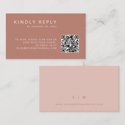 Minimalistische einfache alte Rose QR Code UAWG Begleitkarte (Vorne/Hinten)